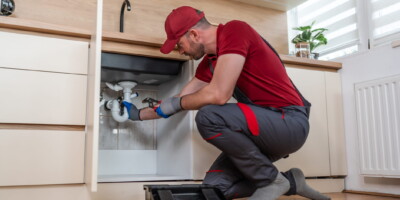 plumber working on sink at plumbing business for sale in utah